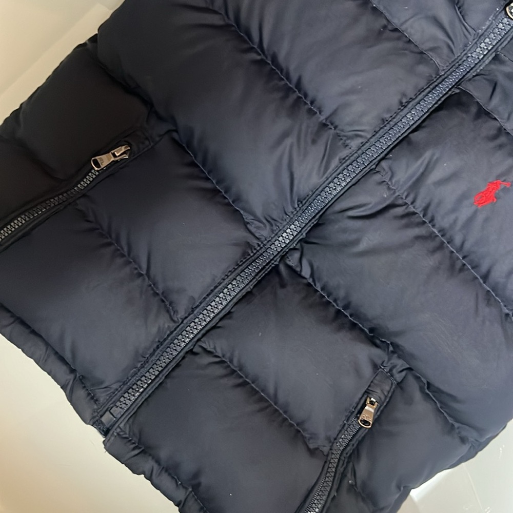 POLO RALPH LAUREN 2T BOYS DOWN FILLED NAVY BLUE HOODED JACKET RED HORSE USED - Picture 12 of 15